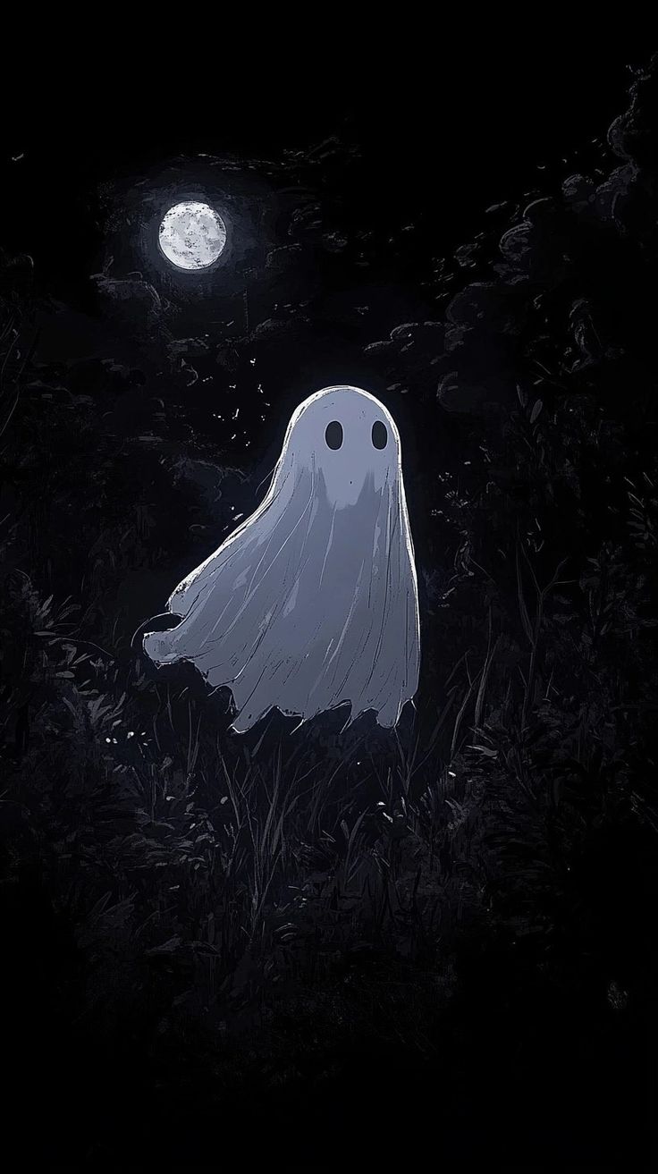 a ghost is standing in the grass at night