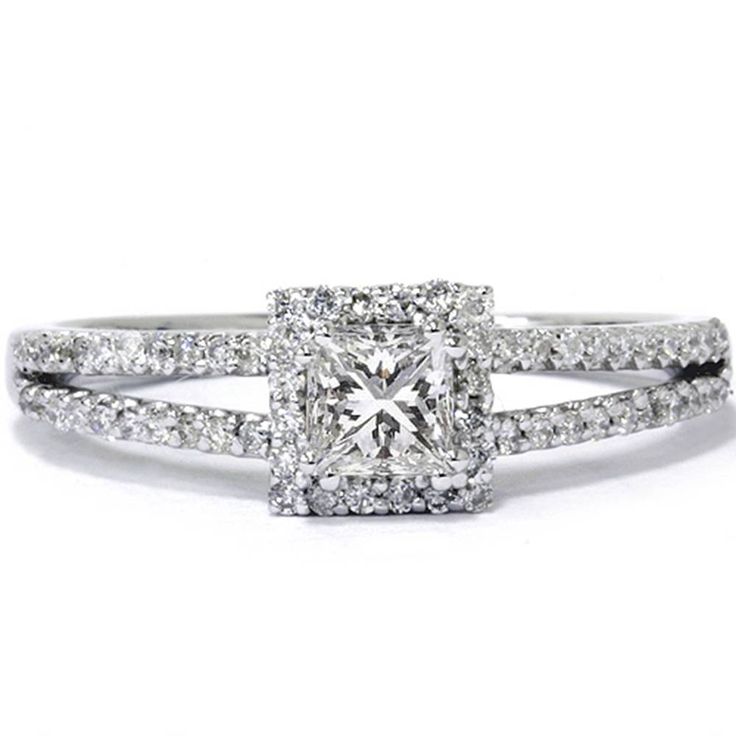 a princess cut diamond engagement ring with split band