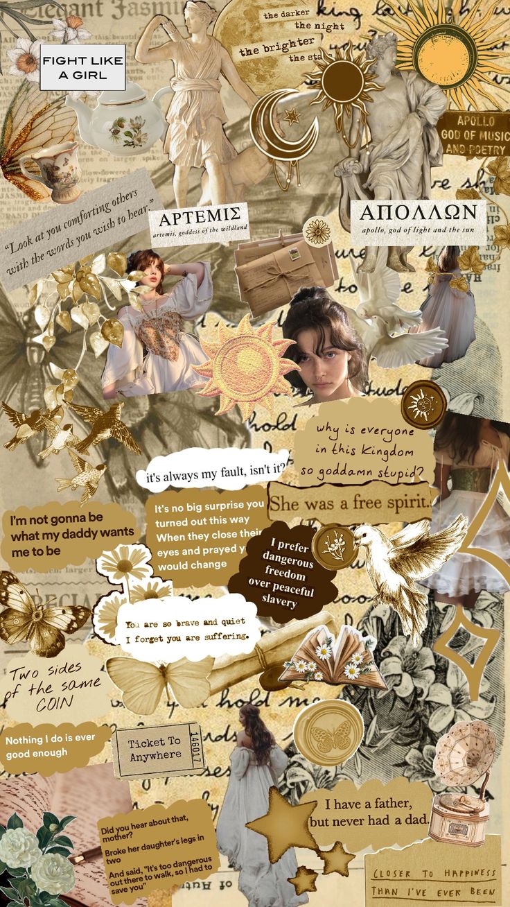 a collage of different types of paper with words and pictures on it, including an angel