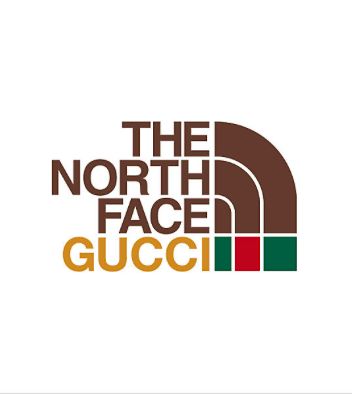 the north face gucci logo is shown in brown, green and orange colors on a white background