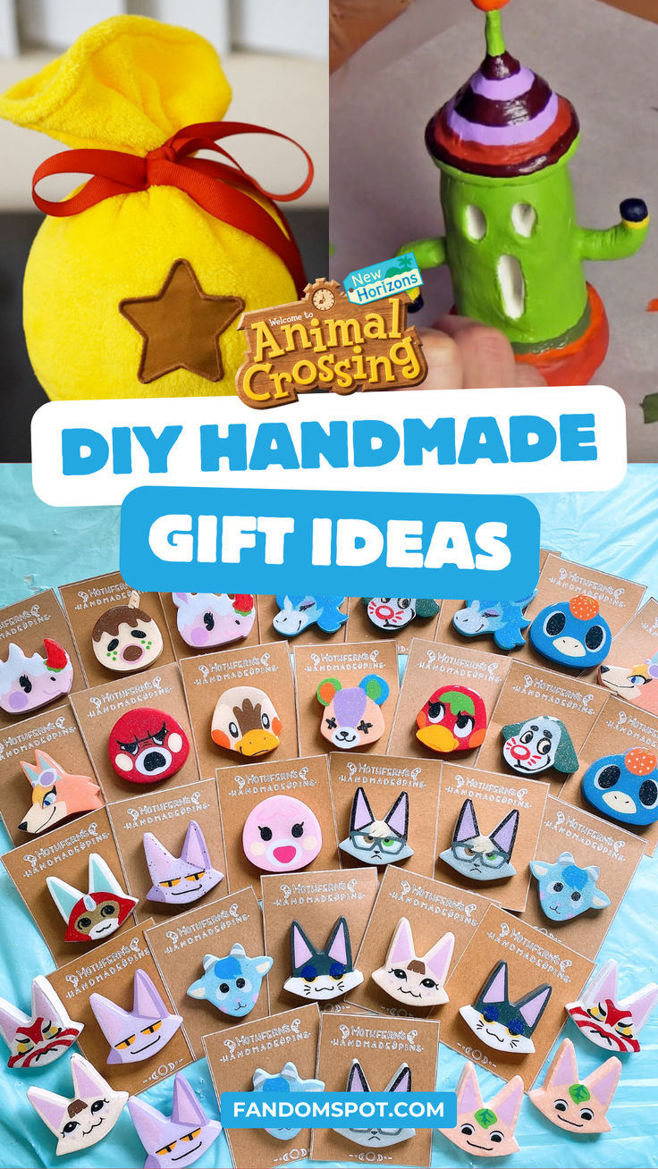 an animal crossing diy handmade gift idea with pictures of animals and other items