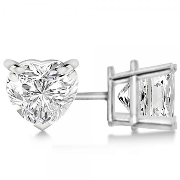 Spectacular diamonds set in a prong setting form these unique diamond stud earrings.<p>These stud diamond earrings are fashioned in 14kt white gold. Alluringly displayed in these beautiful earrings are 2 excellent cut G-H VS2-SI1 heart diamonds. <p>Available as screw backs or push backs, these single-stone diamond earrings have a one carat total weight. Proudly made in USA, these studs are available in other metals, and carat weights.<P>Free third-party appraisal included. Heart Shaped Diamond Earrings, Diamond Solitaire Earrings, White Gold Diamond Earrings, Classy Earrings, Gold Heart Earring, White Gold Earrings Studs, Gold G, Earring Jackets, Burgundy Nails