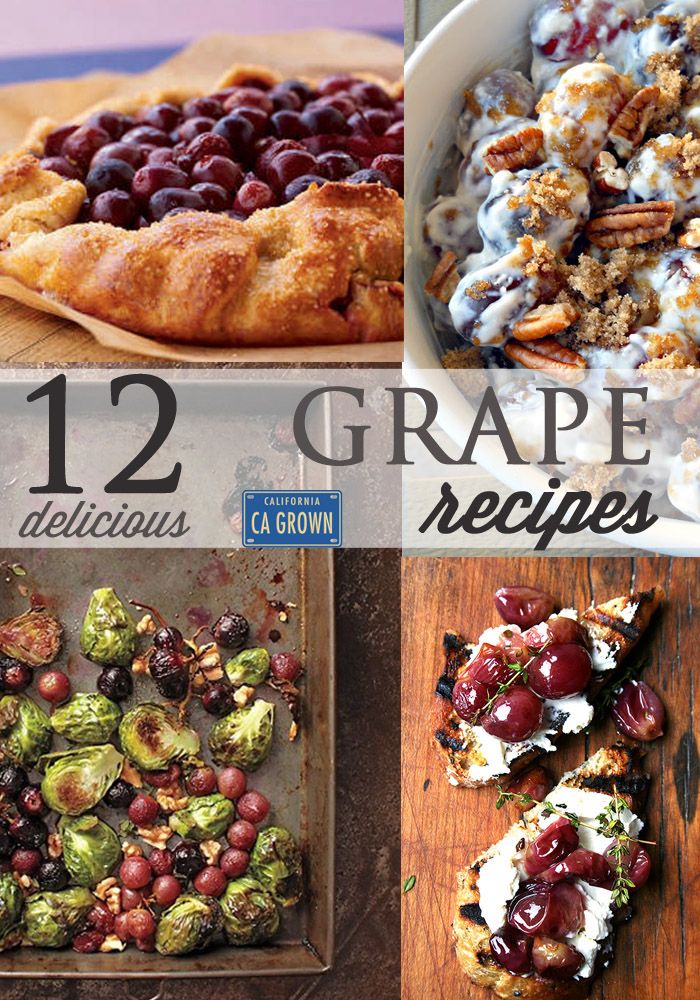 twelve delicious grapes and brussel sprouts are featured in this collage