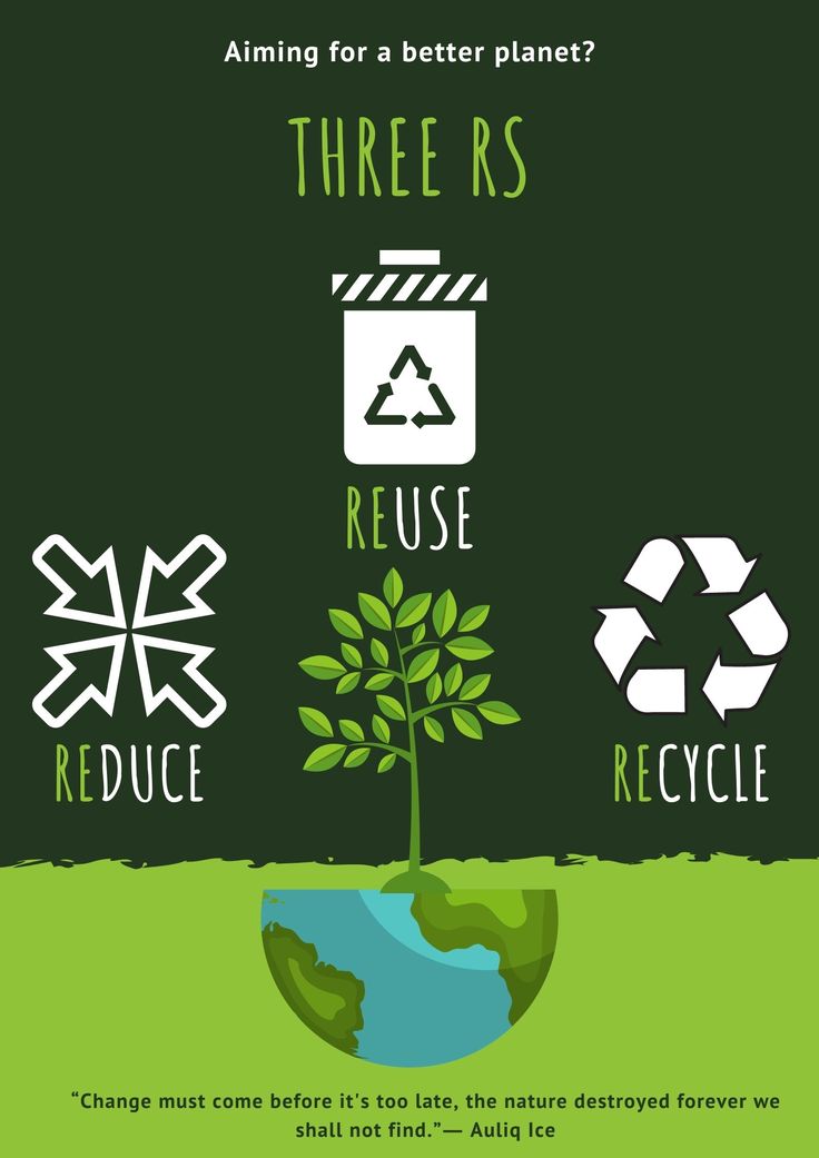 a poster with the words reduce and recycle on it's back ground