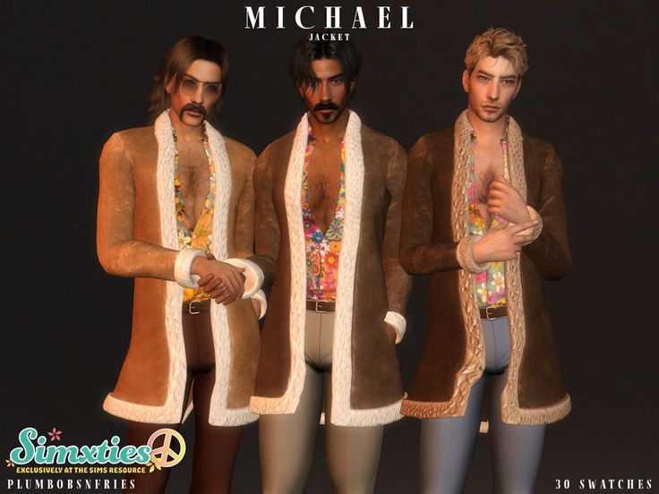 three male characters are dressed in brown and white furs, one is wearing a tan coat