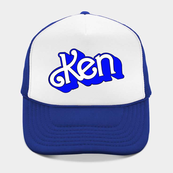 Ken in the style of Barbie in blue and white -- Choose from our vast selection of Trucker hats to match with your favorite design to make the perfect custom graphic Hat. Customize your color! For men and women. Blue Trucker Hat With Letter Print And Curved Brim, Blue Snapback Trucker Hat With Letter Print, Blue Pre-shrunk Hat With Curved Brim, Blue Snapback Hat With Letter Print And Flat Brim, Blue Fun Style Snapback Hat, Blue Flat Brim Hat With Letter Print, Fun Blue Trucker Hat With Letter Print, Blue Trucker Hat With Letter Print, Blue Hats With Letter Print For Streetwear