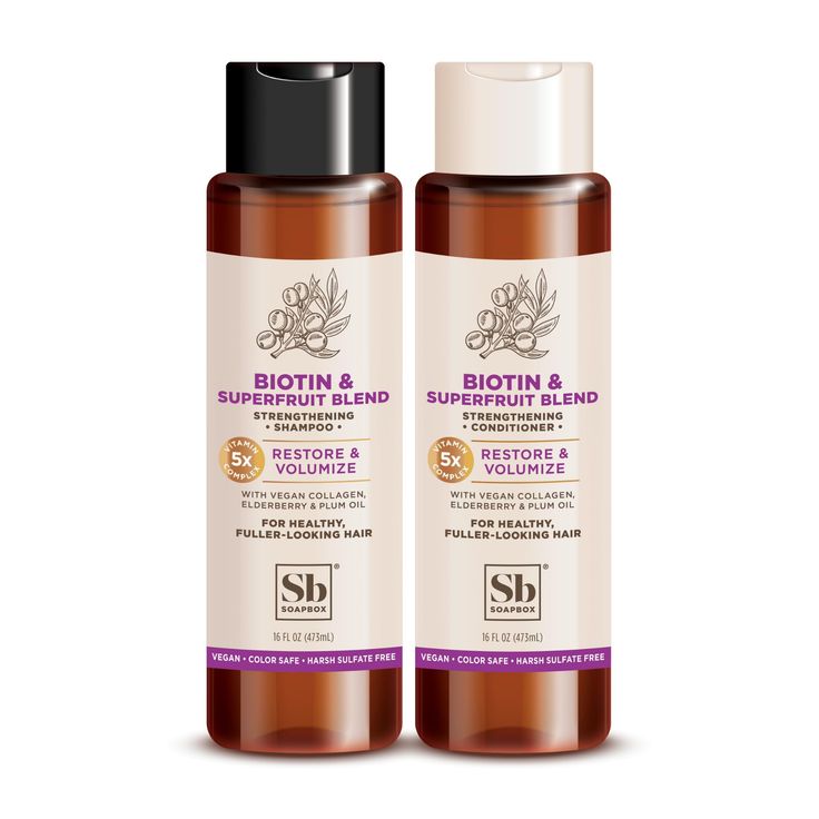 PRICES MAY VARY. BIOTIN SHAMPOO AND CONDITIONER bring a luxurious touch to your daily routine. Superfruit blends with biotin for thick, soft to the touch hair. Our formula is gentle enough for all hair types for men and women. REPAIRING SHAMPOO revives your strands into a thick, voluminous and healthy look. Blended with Biotin for fuller looking hair, vegan collagen to support healthy hair growth, and superfruits elderberry and restoring plum oil to protect strands from damage. STRENGTHENING CON Shampoo Ingredients, Tea Tree Shampoo, Vegan Collagen, Biotin Shampoo, Shampoo And Conditioner Set, Vegan Hair, Volumizing Shampoo, Sulfate Free Shampoo, Healthy Hair Growth