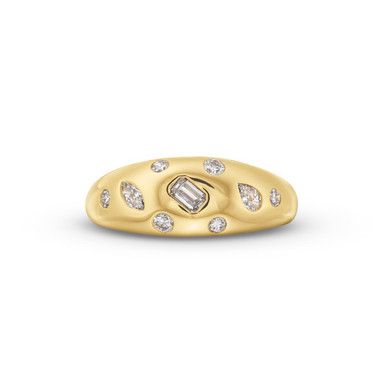 a gold ring with diamonds on it