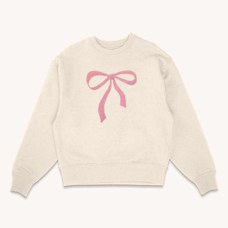 Meet the Bow Embroidered Sweatshirt – simple, sweet, and perfectly coquette. Choose your sweatshirt and bow color. Our sweatshirts are super soft, made with 100% cotton fleece, available in sizes S to 3X. Check the size chart for your perfect fit. Care is easy: wash on warm, lay flat or hang to dry. Tip: wash black and blue by themselves the first time to keep colors from bleeding. Your new staple for comfy cute is here. Cricut Fashion, Cricut Embroidery, Pink Sweatshirt Outfit, Bow Clothes, Bow Sweatshirt, Sweatshirts Cute, Fall Outfits For School, Outfit Png, Toddler Bows