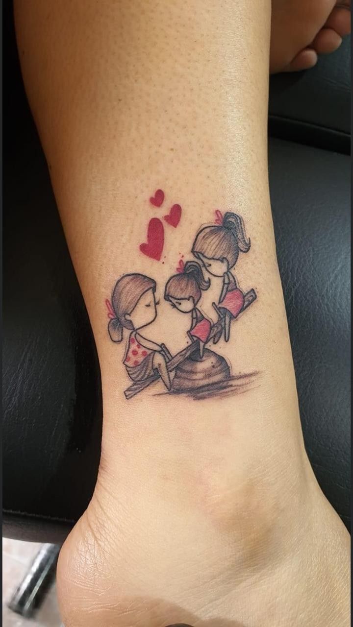 2 Daughters And Mom Tattoo, Three Daughters Tattoo, Tattoo Hijos, Butterfly Neck Tattoo, Family Tattoo Ideas, Motherhood Tattoos, Simple Tattoos For Women, Petit Tattoo, Mom Tattoo Designs