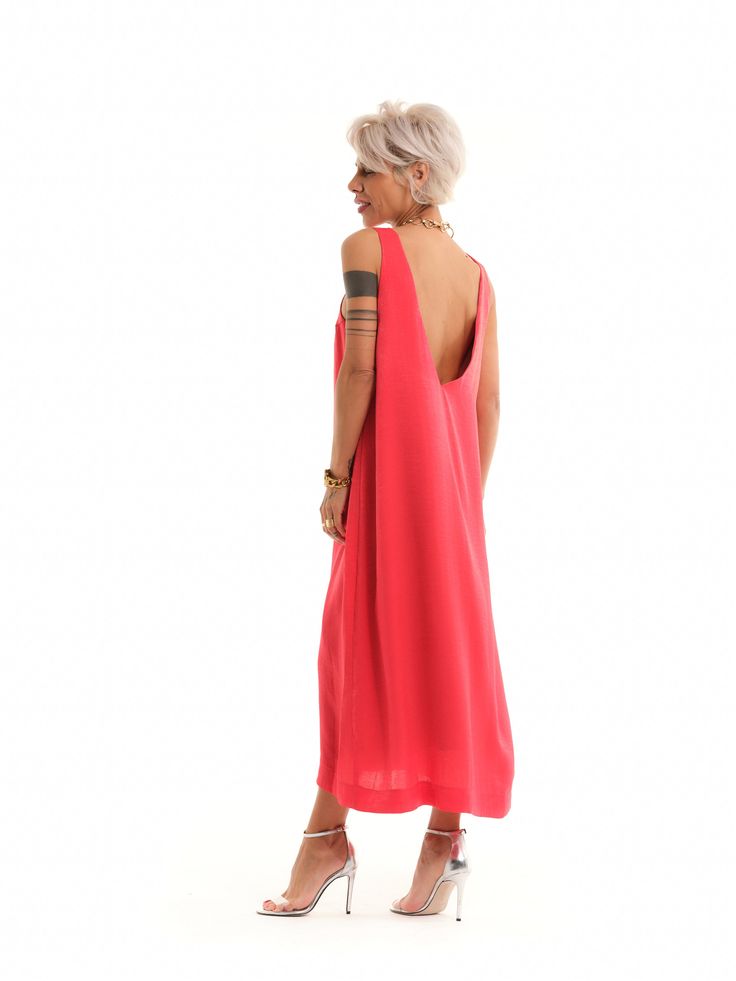 Reinvigorate your style with our red maxi dress. Cut from a flowy fabric, it follows your movement, creating a chic look that can be worn up or down depending on the occasion. Style it with your favorite heels and bold accessories. FEATURES:A low-back lined red maxi dress.100% Handmade. SIZE & FIT: Fit: A relaxed fit with room to moveModel is wearing size Small or S/M View our SIZE CHART before ordering MATERIALS & CARE: Content: Viscose, Polyester, Cotton Care: Machine wash on cold (30ºC) with a mild detergent. SHIPPING: Made to order, processing time is 15 working days This item will be shipped via DHL Summer Gala Maxi Dress, Red Maxi Dress For Gala, Elegant Red Maxi Dress For Vacation, Red Maxi Dress For Summer Gala, Red Summer Gala Maxi Dress, Casual Summer Maxi Dress For Cocktail, Casual Summer Maxi Dress For Cocktail Occasions, Casual Red Maxi Dress For Evening, Casual Red Evening Maxi Dress