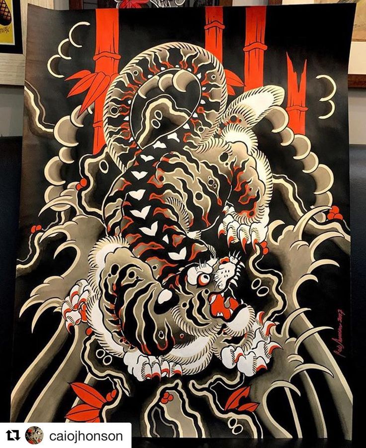 #Repost @Onamazu_Tattoo 🙏🙏 #irezumi #tattoo #tattoosketch #japanesetattoo #japanesetattoodesign #wabori #tattoodesign #horimono #orientaltattoodesign #addflash_ @addflash_ Tattoo Daruma, Borneo Tattoos, Tattoos Dragon, Tattoos Japanese, Japanese Tiger Tattoo, Japanese Background, Borneo Tattoo, Japanese Tiger, Kunst Tattoos