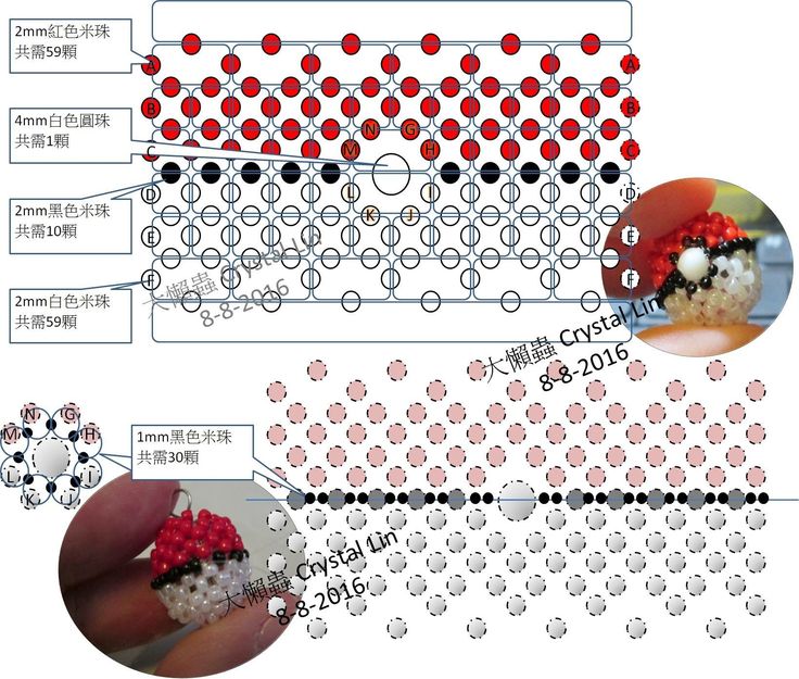 the diagram shows how many different beads are arranged in order to make it look like they have