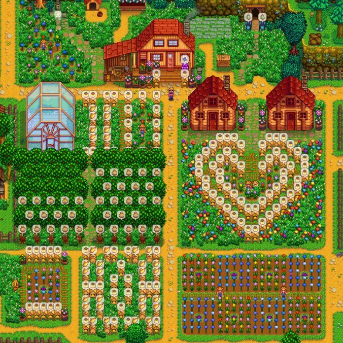 an image of a farm map with lots of plants and houses on it, including the number