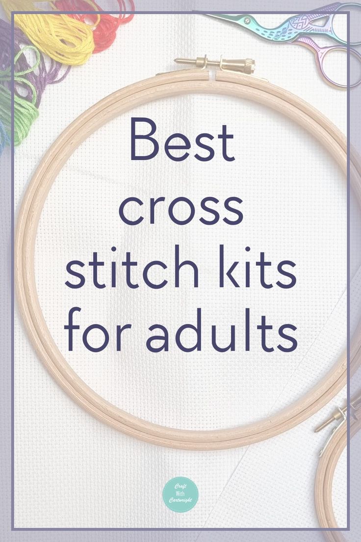 a cross stitch kit with the words best cross stitch kits for adults in front of it