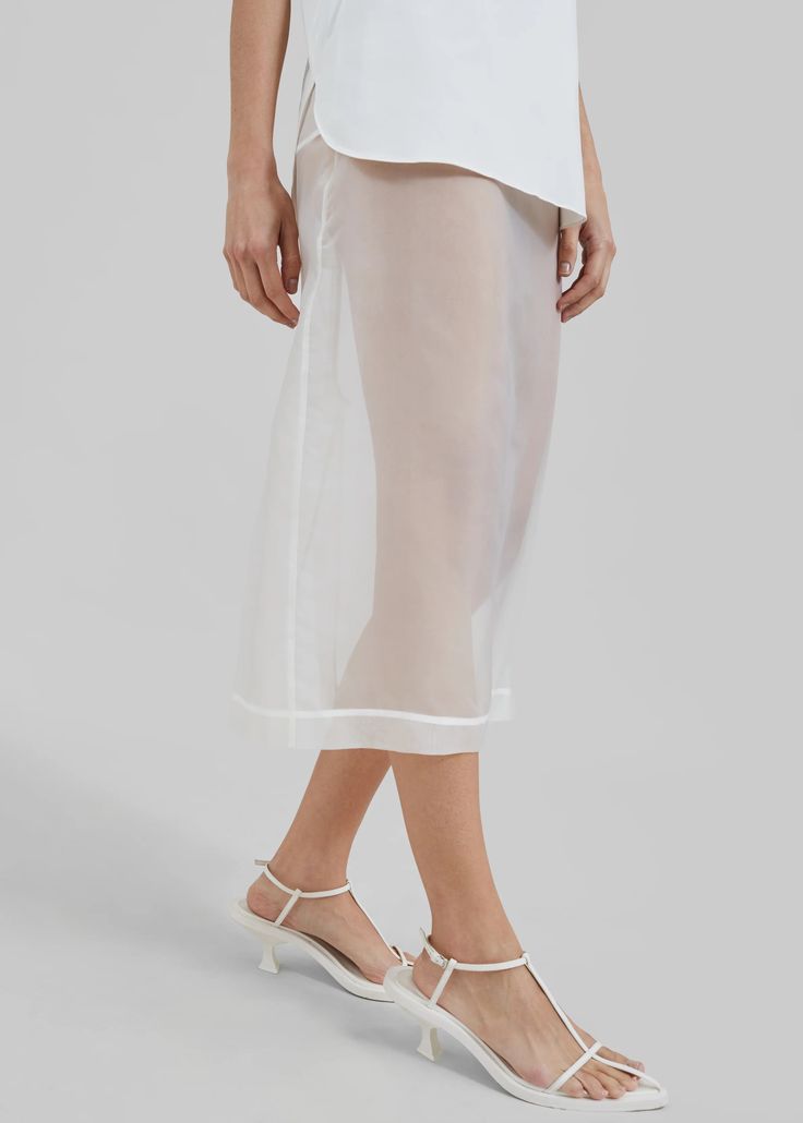 Peri Sheer Midi Skirt - White – The Frankie Shop Organza Midi Skirt, Sheer Midi Skirt, Satin Mini Skirt, The Frankie Shop, Frankie Shop, Sheer Skirt, Paris Woman, Black Midi Skirt, Skirt White