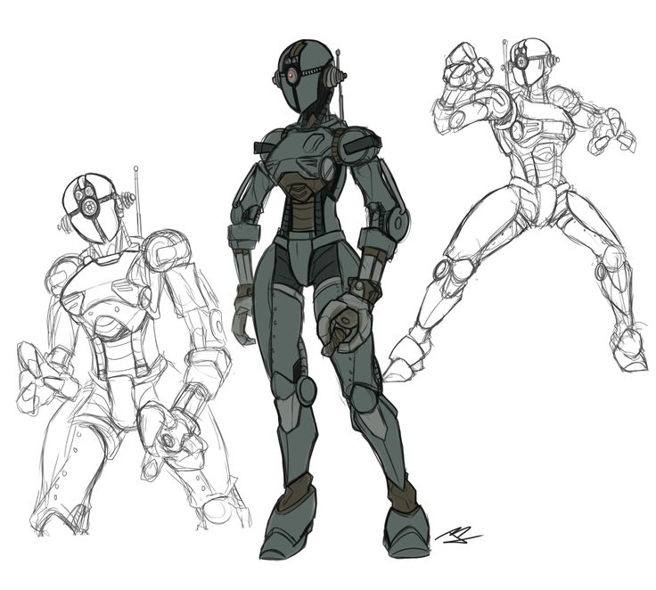 three different types of robot suits