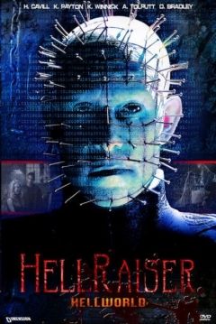 the poster for hellraiser hellworld shows an alien head with spikes on it