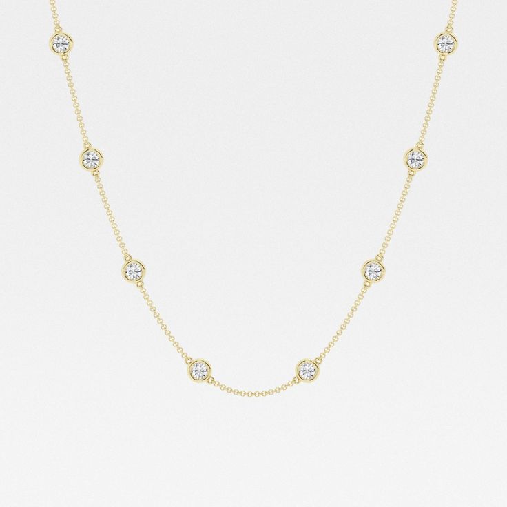 Less is more, and nothing says it better than this diamond station necklace. Round cut lab grown diamonds are set in a European bezel setting and linked together with a delicate chain. Layer it with a pendant or diamond necklace from one of our collections! Pearl And Diamond Earrings, Bangles Style, Delicate Chain, Station Necklace, Pearl Diamond, Matching Bracelets, Less Is More, Lab Created Diamonds, High Jewelry