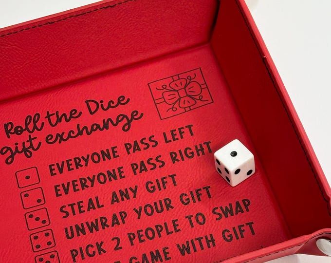 a red box with dices and instructions on it