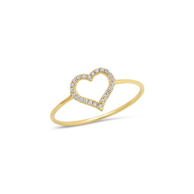 Fine Jewelry Open Heart Diamond Promise Ring, Open Heart Diamond Accents Promise Ring, Heart-shaped Yellow Gold Diamond Ring, Open Heart Diamond Accented Promise Ring, Diamond Heart Ring For Promise Occasions, Valentine's Day Open Heart Ring With Diamond Accents, Heart-shaped Diamond Ring With Accents, Heart-shaped Diamond Ring, Heart Ring With Single Cut Diamonds As Gift