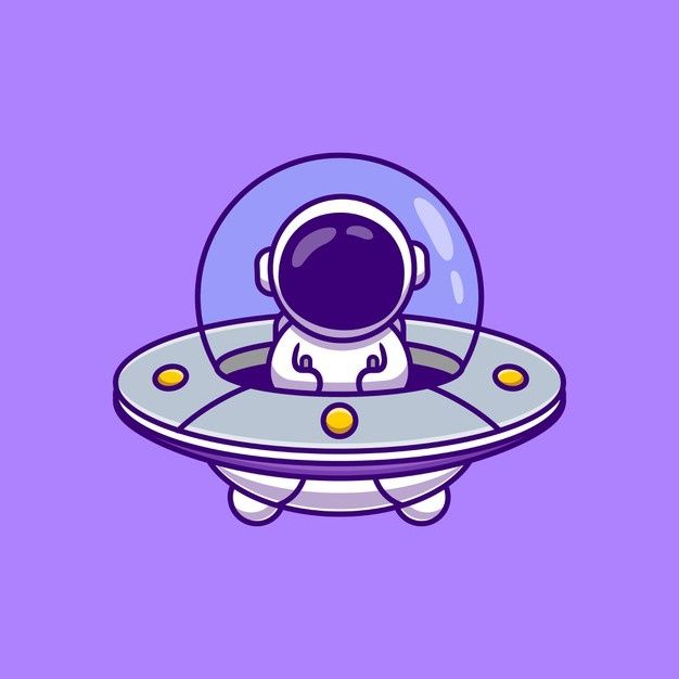 an astronaut floating on top of a purple object