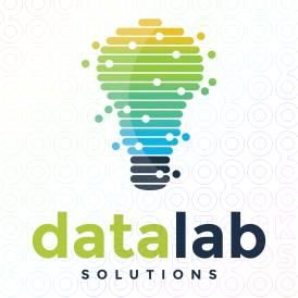 the logo for data lab, which has been designed to look like a light bulb