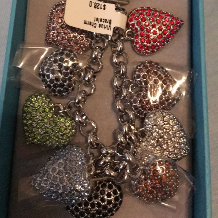 Beautiful Silver Heart Charm Bracelet With Different Colors For Charm. Brand New In Box, See Pictures.. Please Feel Free To Check Out My Other Items! I Love Bundling And Will Consider Reasonable Offers. Thanks! New With Box. Silver Heart Bracelet For Valentine's Day Party, Heart-shaped Bracelet For Valentine's Day Party, Heart Bracelet For Valentine's Day Party, Valentine's Day Heart Bracelet For Party, Silver Heart Charm Bracelet For Party, Valentine's Day Silver Heart Bracelet, Silver Double Heart Charm Bracelet For Valentine's Day, Silver Heart Beads Bracelet For Valentine's Day, Silver Bracelets For Valentine's Day Party