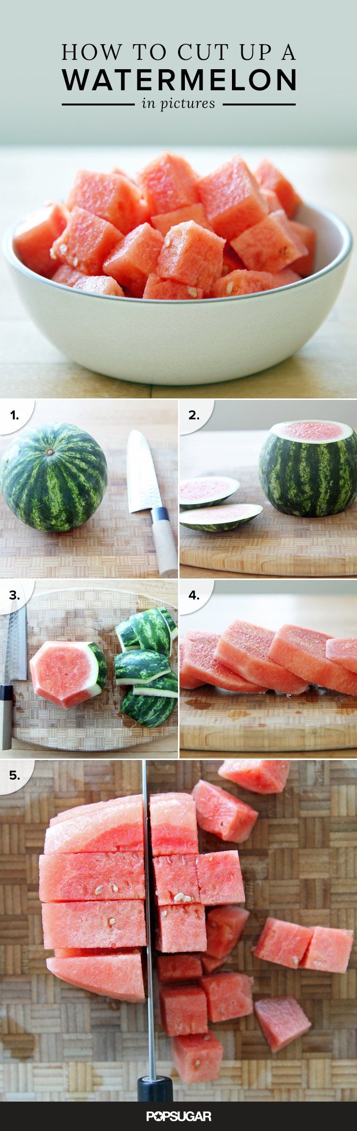 how to cut watermelon in half on a cutting board