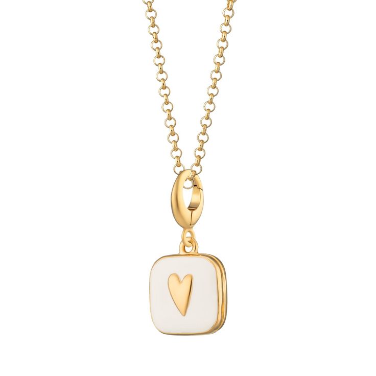 Embrace the enduring beauty of this 18ct gold plated locket necklace. Crafted with high-quality materials, it features a classic heart shape highlighted by crisp white enamel. This piece is more than just an ornament; it's a cherished keeper of your most treasured memories. Open the locket to hold tiny photographs close to your heart, adding a touch of sentimental value to your everyday style.  All our charms attach with a clip-on clasp and are compatible with all other leading charm jewellery b Chain Charm Bracelet, Heart Locket Necklace, Locket Charms, Box Hand, Heart Locket, White Heart, Recycled Sterling Silver, Watch Necklace, Locket Necklace