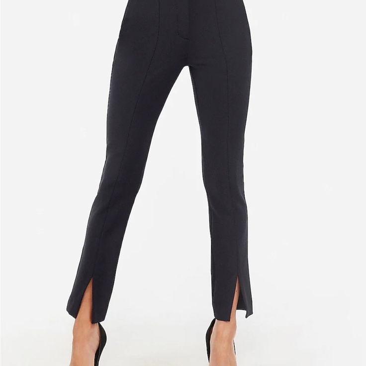 Express High Rise Cropped Skinny Pants With Front Slits. Navy Blue. Nwt Black Sequin Leggings, Tan Jumpsuit, Tube Top Romper, Culotte Shorts, White Capri Pants, White Crop Pants, Brown Dress Pants, Khaki Trousers, Black Capris