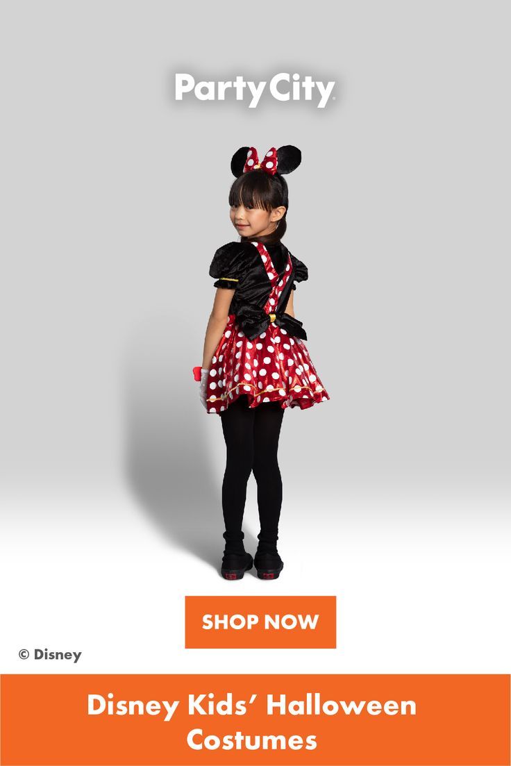 Shop now for all your kids Halloween costumes at Party City. Dress Like Minnie Mouse, Minnie Mouse Costume For Kids, Mickey Mouse Fancy Dress, Red Satin Skirt, Kids Halloween Costumes, Party City Costumes, Black Velvet Shorts, Minnie Mouse Costume, Mouse Costume