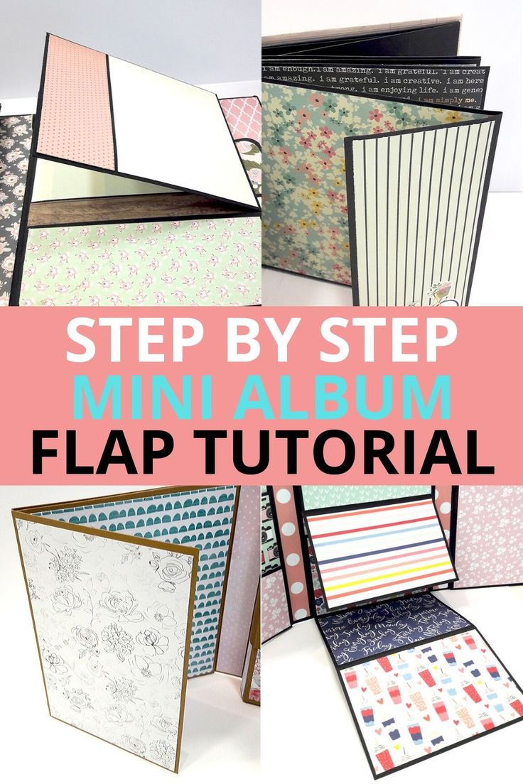 the step by step instructions to make a mini album with flaps and paper strips