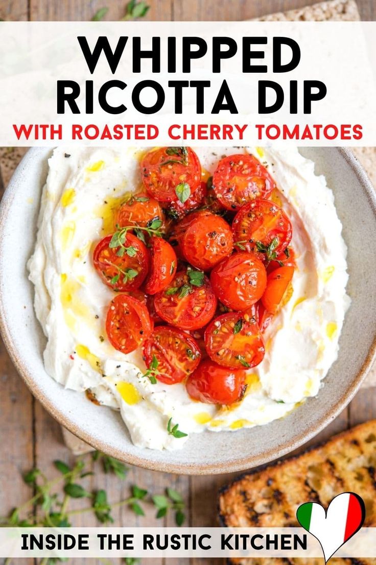 whipped ricotta dip with roasted cherry tomatoes