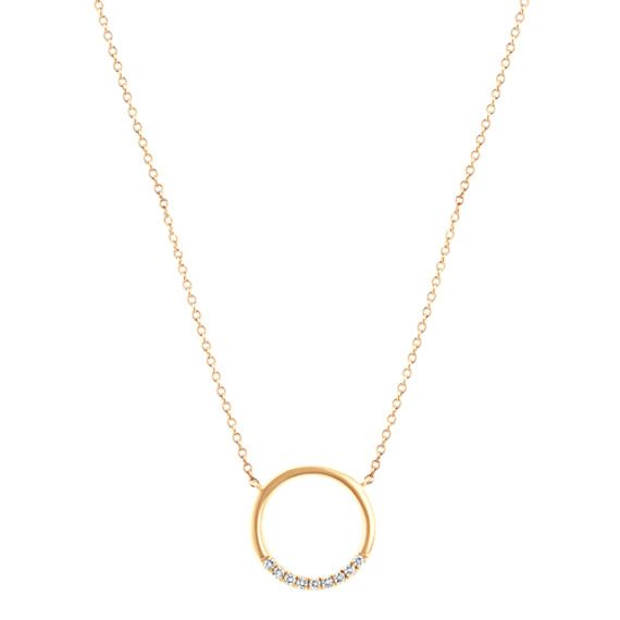 Crafted of quality 14 karat yellow gold  nine brilliant round diamonds  at approximately .10 carat total weight  provide ample sparkle to this darling circle necklace. This design measures 5/8 of an inch in diameter and hangs from a matching and adjustable 18-inch cable chain. Diamond Circle Necklace, Diamond Circle Pendant, Gold Jewelry Outfits, Chanel Perfume, Mangalsutra Designs, Diamond Necklaces, Platinum Jewelry, Gold Diamond Necklace, Circle Diamond