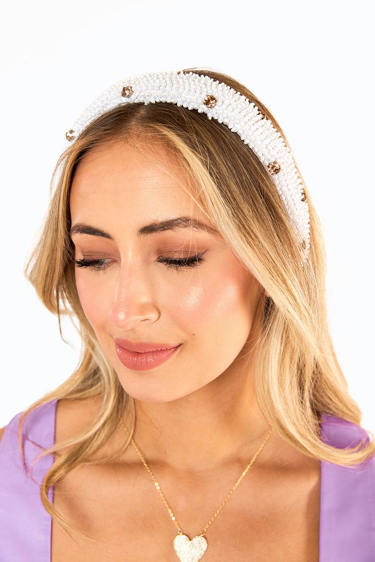 Stay Magical Headband - White Beaded Hair Accessories For Wedding, Adjustable Embellished Headband, White Beaded Headband Jewelry, Adjustable Beaded Headband For Party, Adjustable White Beaded Headpiece, Elegant Adjustable Embellished Headband, Adjustable Beaded Headband, Headband White, Heading Fonts