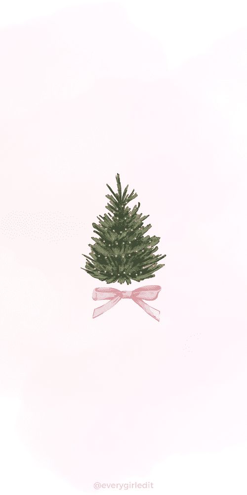 a drawing of a small christmas tree with pink bows