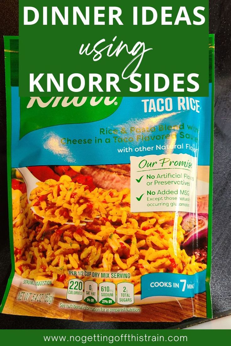 a bag of dinner ideas using knorr sides taco rice