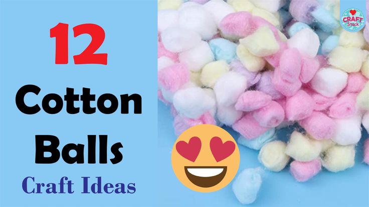 cotton balls with hearts on them and the words 12 cotton balls craft ideas for kids