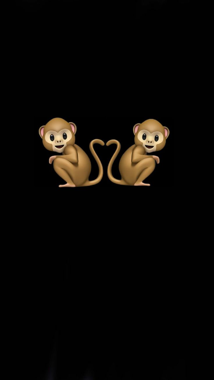 two monkeys sitting next to each other on top of a black background with the word love spelled