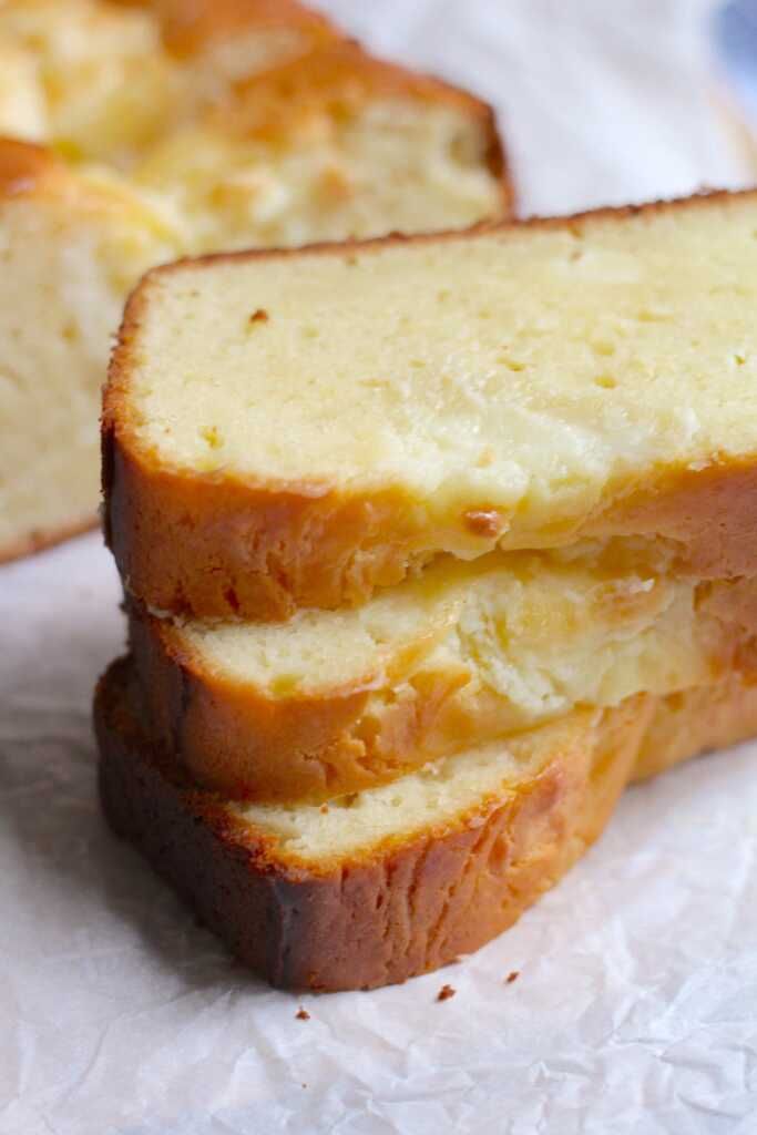 slices of bread sitting on top of white paper