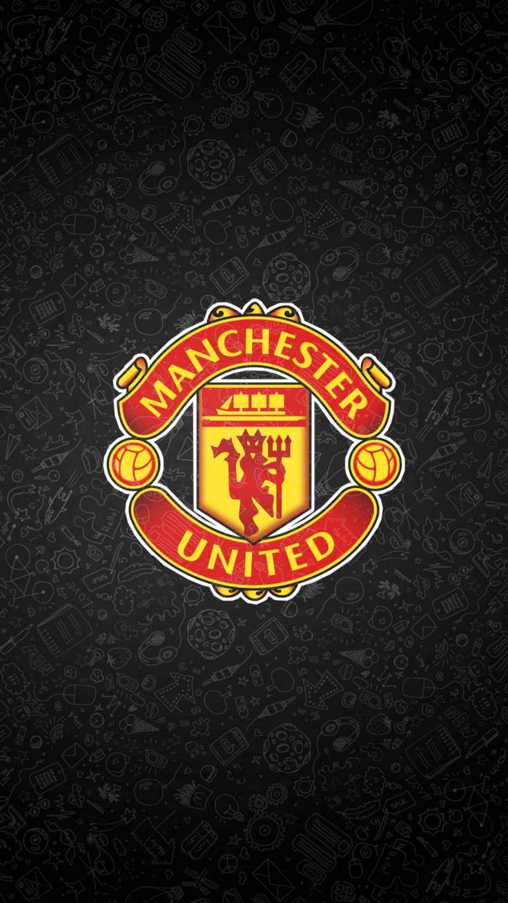 the manchester united logo on a black background