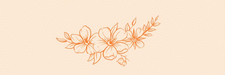 an orange line drawing of flowers on a beige background with the words, ` person '