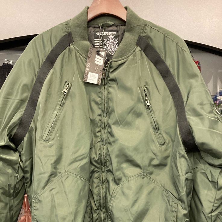 Tm Exposure Bomber Jacket (Army Green) Shell- 100% Polyester Lining- 100% Polyester Filer- 100% Polyester Imported Carhartt Denim Jacket, Brown Leather Motorcycle Jacket, Ralph Lauren Harrington Jacket, Army Green Color, Harrington Jacket, Satin Jackets, Denim Jacket Men, Leather Motorcycle Jacket, Mens Outfitters