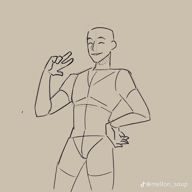 a drawing of a man in a bodysuit holding his hand out to the side