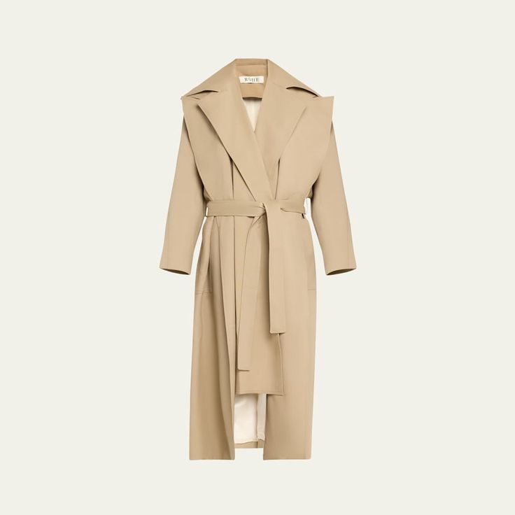 Rohe trench coat featuring a draped double collar in solid wool  Long sleeves Belted waist  Side slip pockets Relaxed fit Walking vent  Full length Front closure  Virgin wool Dry clean or hand wash Imported Double Collar, Cocktail Jacket, Lingerie Sleepwear, Coat Dress, Designer Collection, Handbags On Sale, Travel Size Products, Trench Coat, Casual Shirts