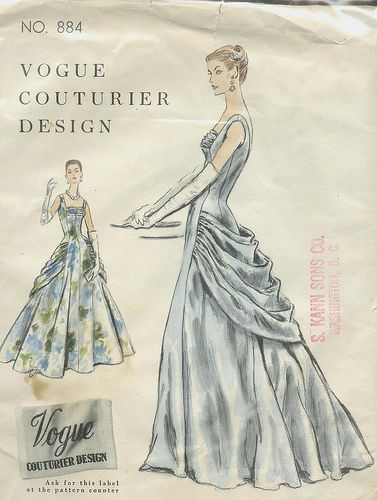 an old fashion sewing pattern for a woman's evening gown