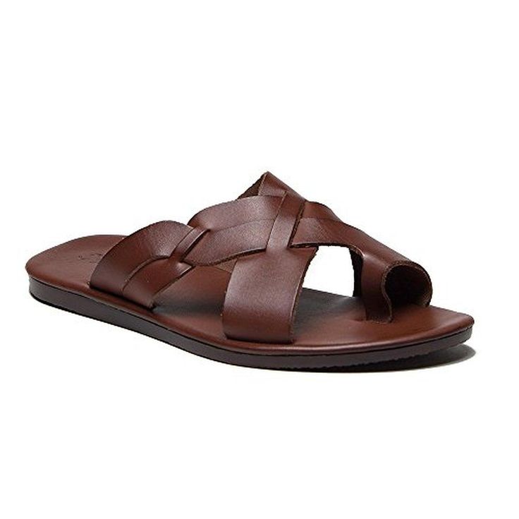 New Men's 52677 Leather Criss Cross Straps Open Toe Slip On Thongs Sandals, Brown, 8.5 - Brought to you by Avarsha.com Popular Sandals, Open Shoes, Leather Slippers For Men, Latest African Men Fashion, Toe Loop Sandals, Men Sandals, Leather Sandals Handmade, Mens Leather Sandals, Handmade Sandals