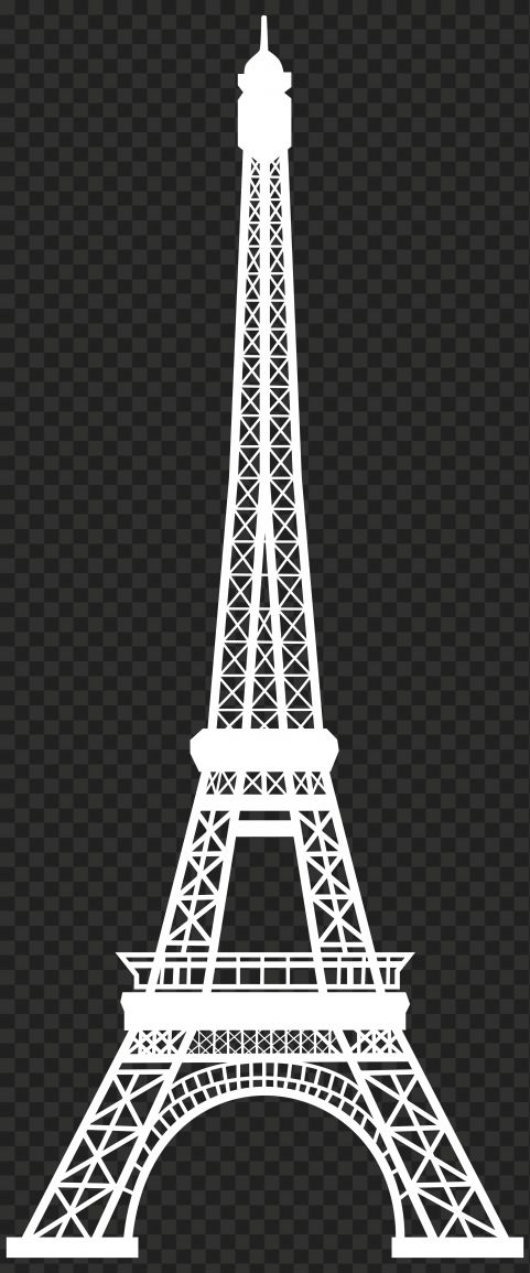 the eiffel tower in white on a black background