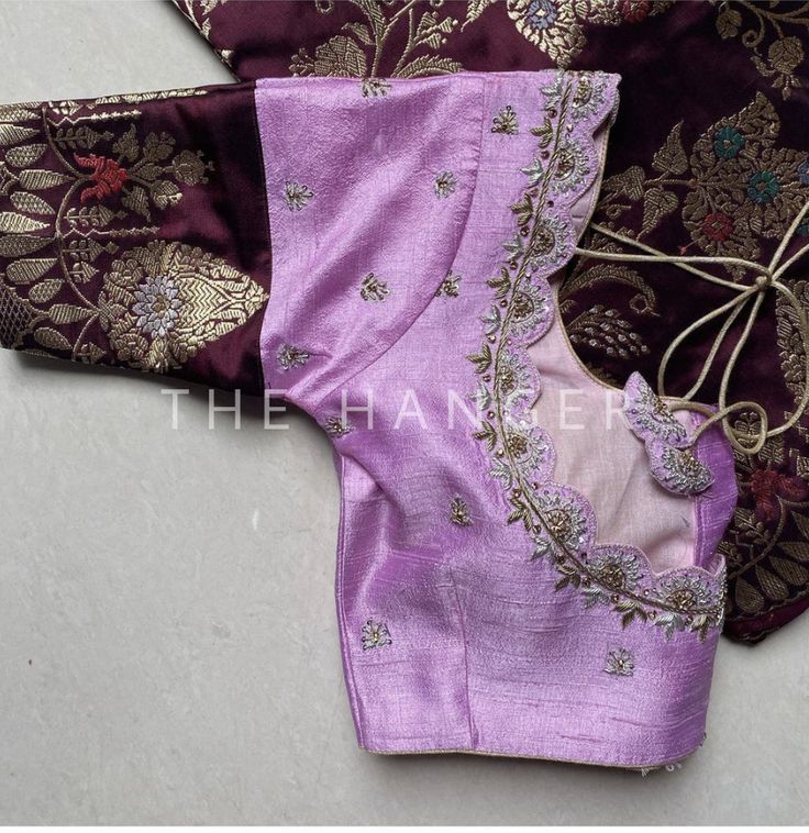 Light Purple Saree Blouse Combination, Wedding Blouses, Cut Work Blouse, Maggam Blouses, Lilac Blouse, Blouse Works, Embroidery Blouses, Blouse Designs Catalogue, Pattu Saree Blouse Designs